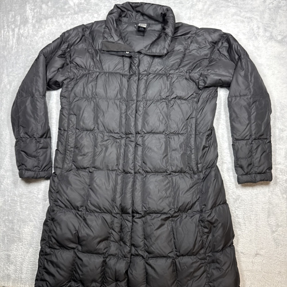 The North Face Down Puffer Coat Womens XL Black 600 Fill Long Quilted READ